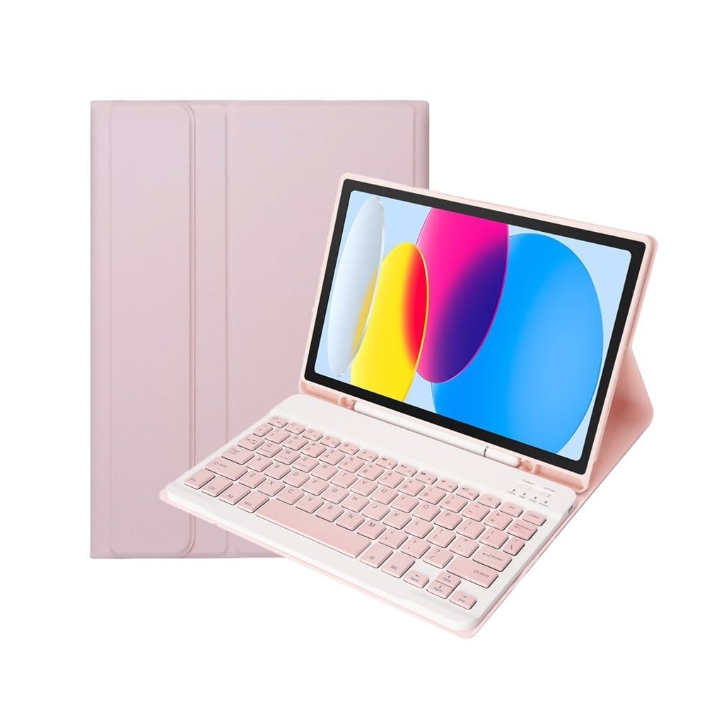 JiuRui Tablettes Accessoires, Clavier détachable, étui de Protection en Cuir Compatible avec iPad Pro 11 Pouces 2024(Rose)