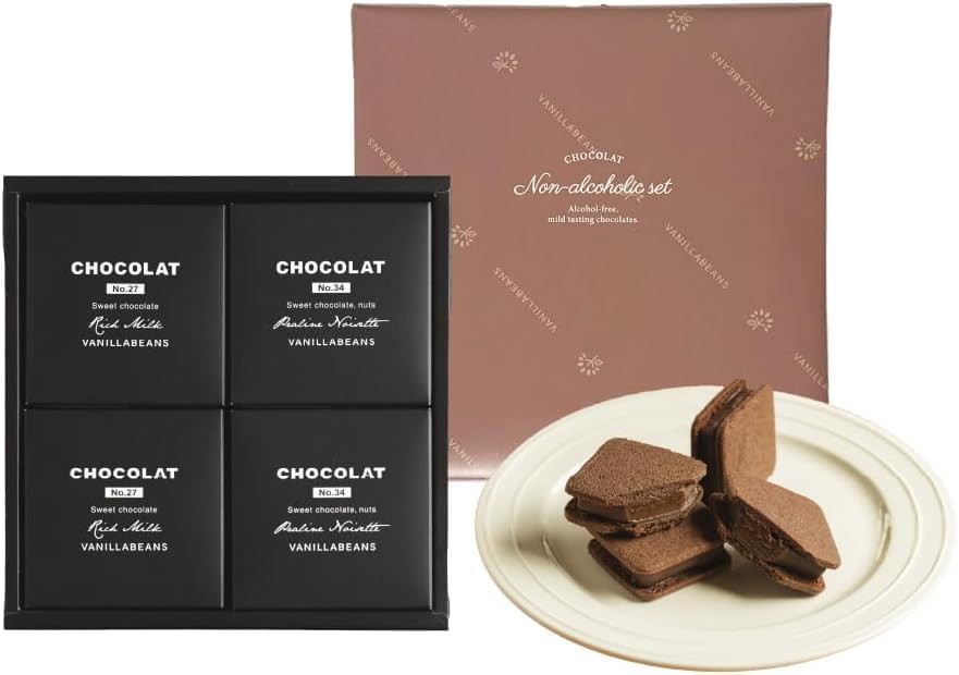 VANILLABEANS (バニラビーンズ) ショーコラ・ノンアルセット (4個入) チョコレート ギフト お菓子 ホワイトデー (手提げ袋付き 個包装) 詰め合わせ 菓子折り プレゼント 手土産 ご褒美 スイーツ チョコサンド
