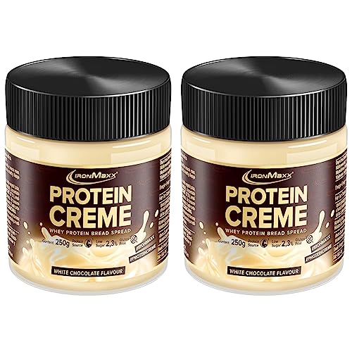 IronMaxx Protein Creme - White Chocolate 250g Glas | cremiger high protein Brotaufstrich | low carb, low sugar für eine gesunde Ernährung geeignet (Packung mit 2)