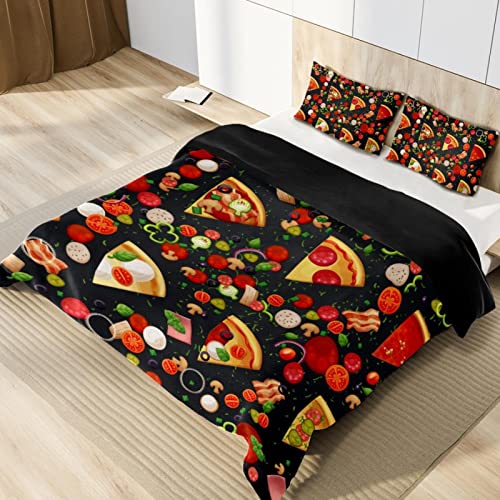 Xinxunfushi Italian Pizza Duvet Cover Set, 3 Pieces Bedding Set With Zipper Closure, 2 Pillow Shams 1 Duvet Cover, Comforter Cover For Children/Kids Twin Size #TOP2