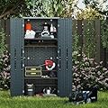 30 Cubic Ft. Vertical Resin Outdoor Storage Shed with Lockable Double Doors,Tall Storage Cabinet with 4 Shelves, Weather-Resistant Multi-Wall Panels,Storage Shed for Patio, Garden, Yard, Grey