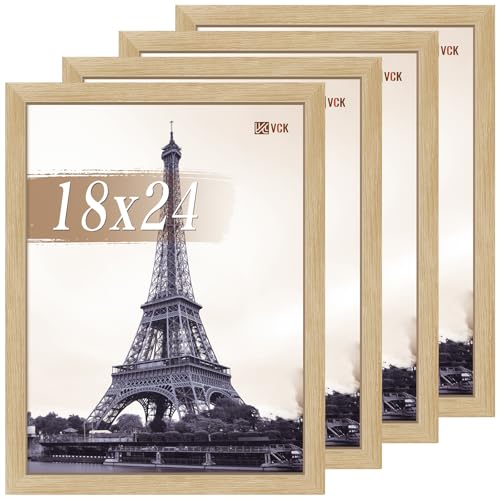 VCK 18x24 Frame Oak 4 Pack, Wide Thick Wood Border, for Prints