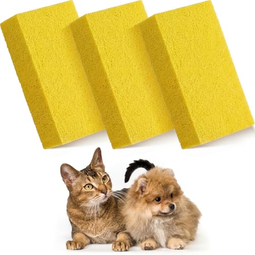 Image of 3 Pack Pet Hair Remover Sponge Cat and Dog Hair Sponge Rubber Pet Fur Lifter Removal Tool, Remove from Furniture, Carpet, Bedding, Clothing, 6.26 x 3.28 x 1.89 Inch (Yellow)