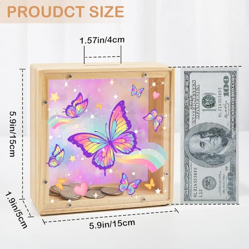 Image of MHJY Wooden Piggy Bank for Kids Personalizable DIY Coin Bank for Girls Boys