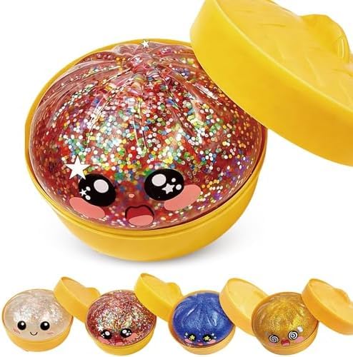 2026 New Glitter Dumpling Squishy with Steamer Box, Jumbo Dumpling Squishy, Large Stress Relief Sensory Toy for Adults Anxiety Relief Fidget Toy (Red)