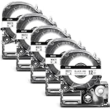 互換テプラ 12mm 白 テプラPRO テープカートリッジ 5個 キングジム テプラ テープ SS12K 白ラベル/黒文字 長さ8m てぷらーテープ Kingjim テプラpro ラベルライター用 SR170 SR-MK1 SR-R2500P SR750