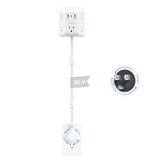 TROND 360° Rotating Plug Outlet Extender, Electrical Extendable Multi Plug Outlet 36in, 1440J Surge Protector, Featured 5 AC and 3 USB Ports, Use Behind Couches, Nightstands, Desks, White - Amazon product rated Grade B