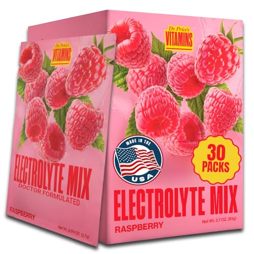 Dr. Price’s Electrolytes Hydration Powder Packets – Raspberry, 30 Packs | Sugar Free Electrolyte Drink Mix, 72+ Trace Minerals, Manganese | Keto Electrolytes, Vegan, Doctor-Formulated, Made in USA