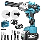 Seesii Cordless Impact Wrench 1/2 inch, High Torque 479 Ft-lbs(650Nm) Brushless Impact Gun,2500RPM w/2x4.0 Battery, 6 Sockets,8 Drill Bits, High Torque Power Impact Driver for Car Home,WH6 Lite