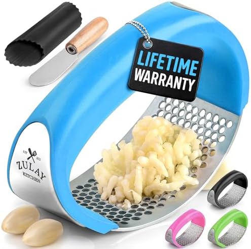 Zulay Kitchen Stainless Steel Garlic Press Rocker Set - Premium G...