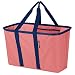 CleverMade SnapBasket Collapsible Shopping Basket/Grocery Bag: 30 Liter Soft-Sided Tote, Rose/Navy