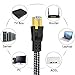 DEEGO Cat 8 Ethernet Cable 50 FT, Nylon Braided High Speed Flat Network Cable Shielded with Gold Plated RJ45 Connector, 30AWG LAN Internet Cable 40Gbps 2000Mhz Fit PS4, PS5, Switch, Router, Modem