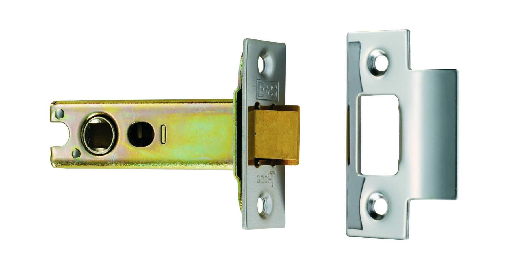 Kooples Hardware Easi-T Heavy Sprung Tubular Latch – 64mm or 76mm Mortice Latch for Internal Doors (Electro Brassed/Satin Stainless Steel, 76mm)