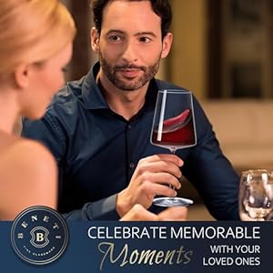 BENETI German Made Wine Glasses Set of 2 | 17oz Handmade Luxury Crystal Red & White Long Stem Wine Glasses | Unique Modern Shape, Packaged In Beautiful Ready-to Gift, Gift Box BENETI German Made Wine Glasses Set of 2 17oz Handmade Luxury Crystal Red White Long Stem Wine Glasses Unique Modern Shape Packaged In Beautiful Ready to Gift Gift Box