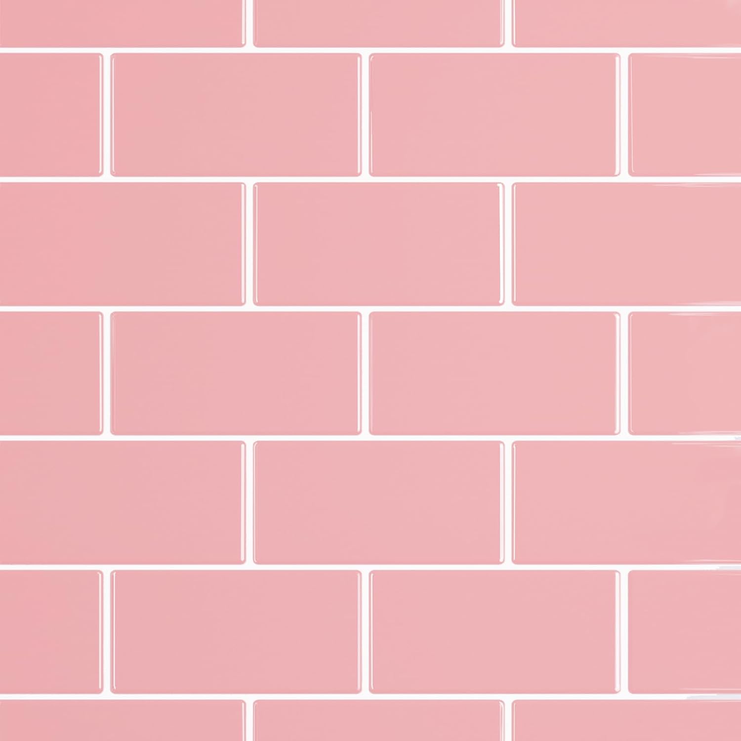 10 Sheets Pink Subway Tile Peel and Stick Backsplash Waterproof Vinyl Back Splash Stick on Tiles for Kitchen Bathroom Removable Sticky Backsplash Self Adhesive Wall Tile for Renter 12"x12"