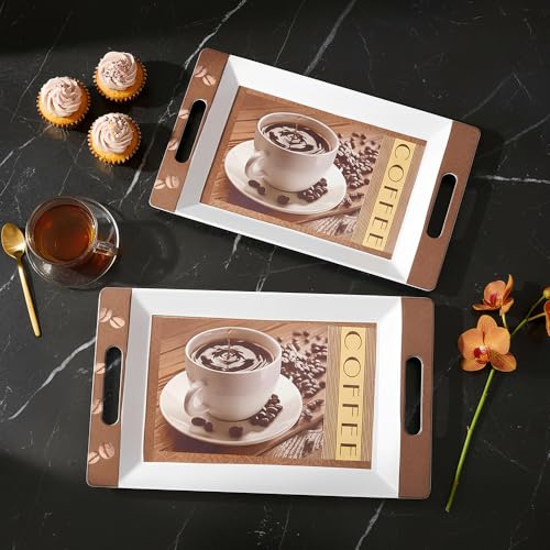 Image of U.P.C Tray Set for Serving Snacks, Multi-Use Nashta Plate & Kitchen's Tea Tray, Perfect Tray Sets for Hosting Guests at Home, Serving Tray Set of 2, Trays for Kitchen. (ROY34)