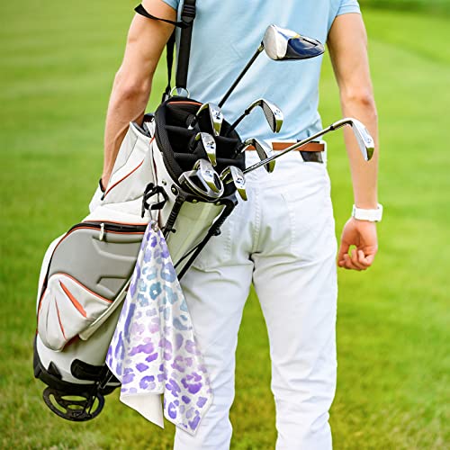 Funky Qiu Golf Towel Purple Colorful Leopard Cheetah Print,Golf Towel For Bag Quick Dry Microfiber Golf Accessories For Yoga,Gym,Workout,Fitness,15" X 24" #TOP5