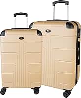 Kit de Malas de Viagem de Bordo Rodas 360° Fibra Rígida Expansível com cadeado embarcado. (Dourado)