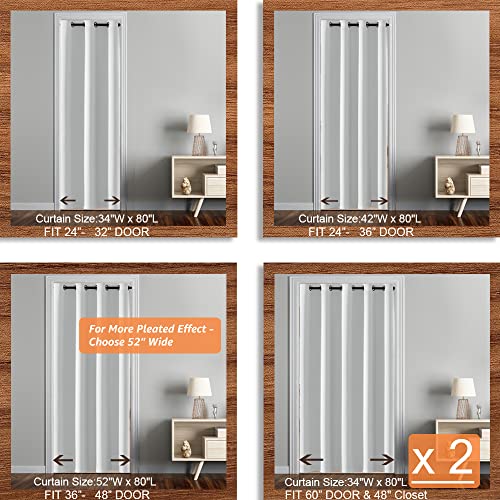 Shineland White Ash Doorway Curtain For Interior Door,Fits Opening 24,28,30,32,36 Inch,80 Inches Long,Alternative To 78'' - 80'' Accordion Door/Barn Door/Bifold Door/Folding Door/Closet #TOP1