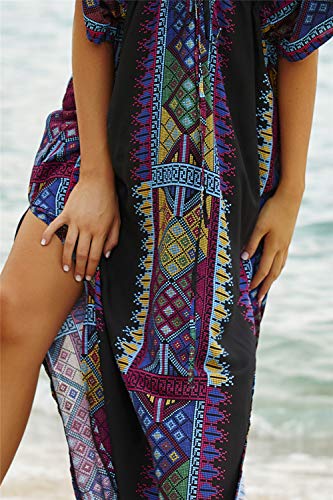 L-Peach-Vestido-Largo-de-Playa-Pareo-Kimono-Maxi-Kaftan-Bikini-Cover-Up-de-Mujer