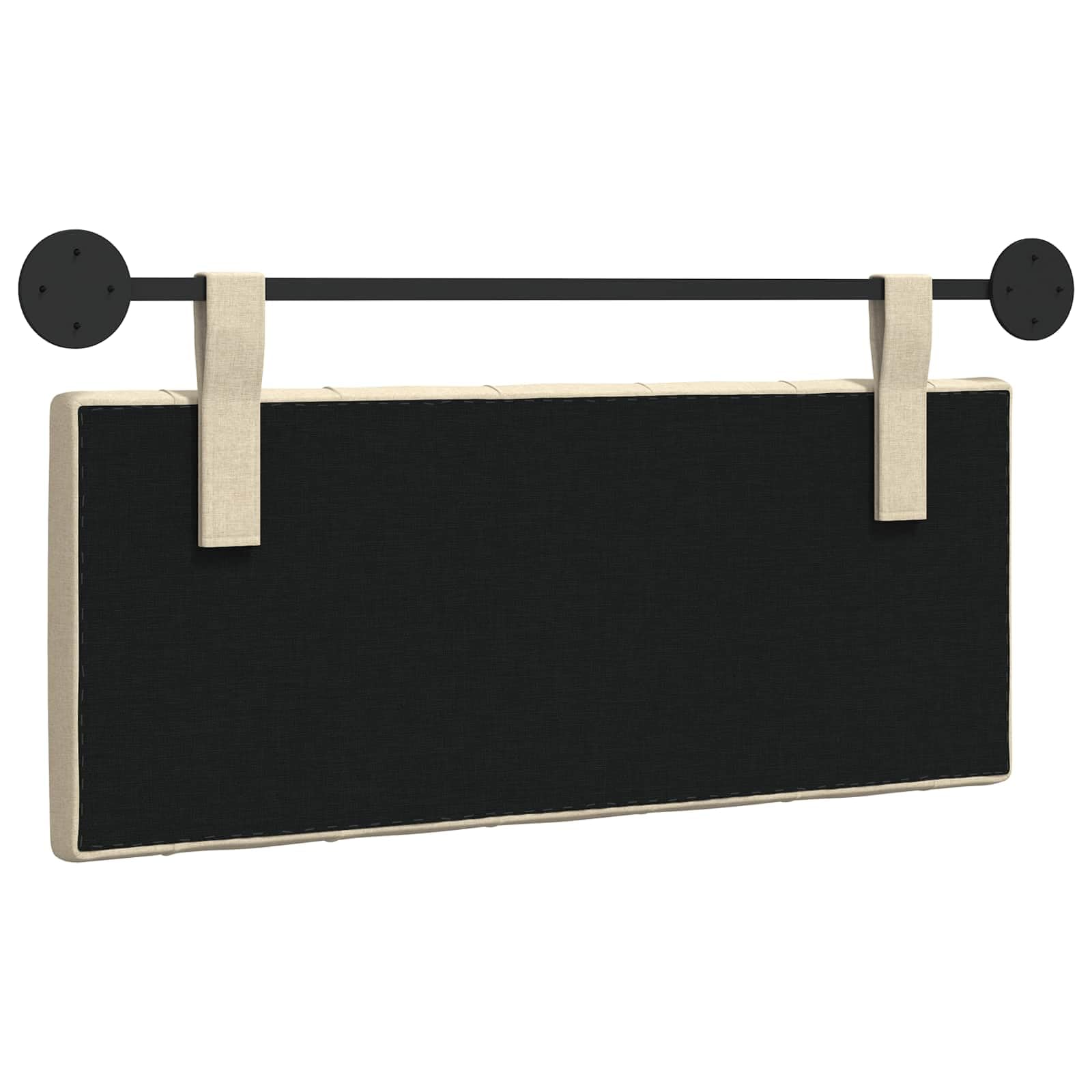Cabecero colgante de tela color crema, 110 x 55 x 7 cm | 100 % poliéster, relleno de espuma, marco de madera diseñada, montaje en pared, cinturones extraíbles