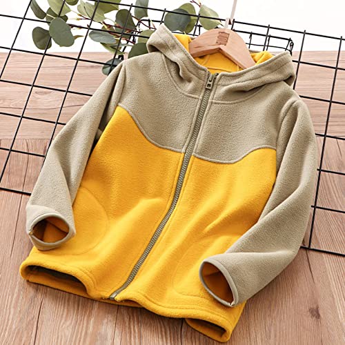 Youth Polar Fleece Hooded Jacket for Boys Girls Full Zip Hoodie Color Block Hooded Sweatshirt Teen Kids Fall Winter Coat3