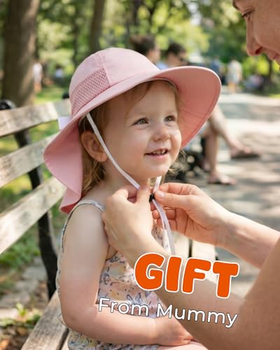 Image of Toddler Baby Sun Hat Kids Summer Beach Essentials Adjustable Beach Hats with Bucket Wide Brim for Boys Girls Age 0-14 Years
