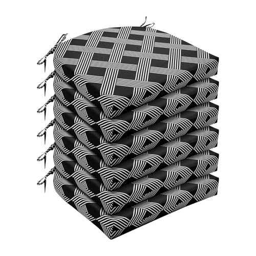 Wellsin Outdoor Chair Cushions for Patio Furniture - Patio Chair Cushions Set of 6 - Water Resistant Round Corner Outdoor Seat Cushions 17