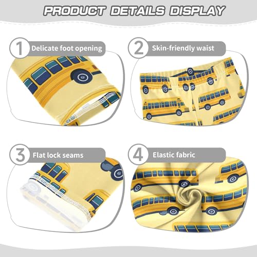 Wusikd Yellow School Buses Girls' Leggings Toddler Doodles Kids Yoga Pants Dance Active Tights 4T3