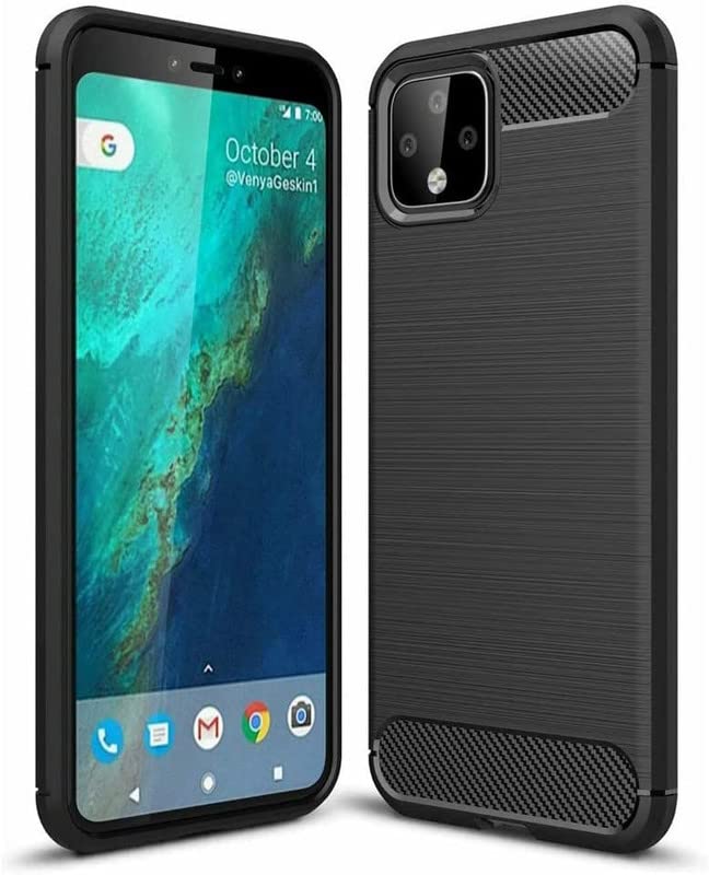 Image of NPRC Hybrid Ultra Slim Protective Case TPU Non-Slip Carbon Fiber Texture Shockproof Case Cover for Google Pixel 4 - Black