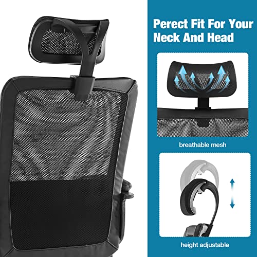 Ergonomic High Back Office Chair – Breathable Mesh Office Chair With Adjustable Headrest And Lumbar Support, Executive Chair With Padded Armrest, Height Adjustable Computer Task Chair Swivel Rolling #TOP5