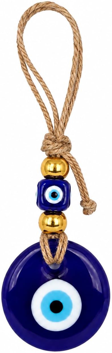 Handmade Blue Glass Evil Eye Hanging for Good Luck Zodiac Success Health Wealth Prosperity | Decoration for Home Office Garden and Car Hanging |Nazar Battu. (2GB4)