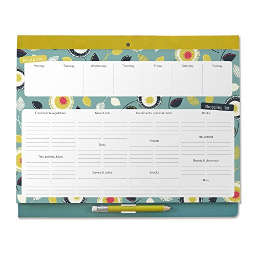 Boxclever Press Big Meal Planner & Magnetic Refrigerator Grocery List. Nearly US Letter size. Perforated shopping list pad with useful headings & weekly menu planner. Pocket for coupons & receipts.