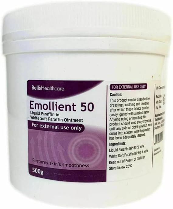 Emollient 50 Liquid Paraffin In White Soft Paraffin Ointment 500g