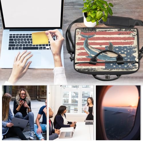 Maletín Vintage Bandera Americana para Laptop 15 pulgadas miniatura 6