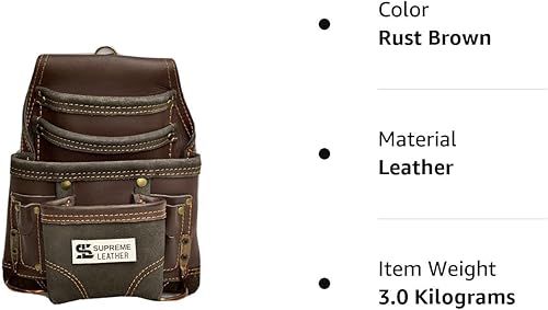 Miniatura 4 de Bolsa de herramientas de cuero para construcción, bolsas de herramientas perfectas para carpinteros, electricistas, paneles de yeso, trabajo de