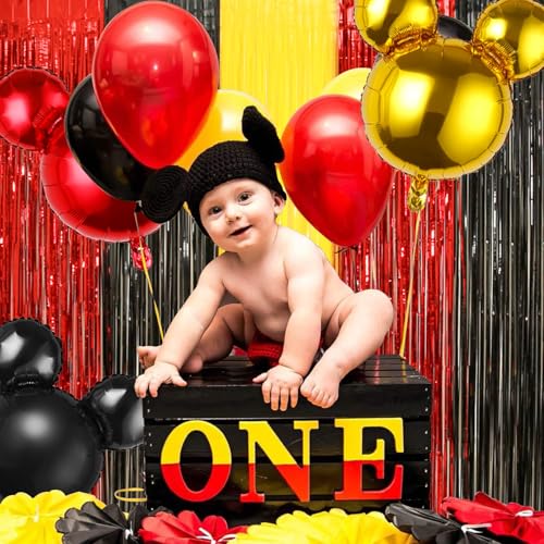 Image of Cartoon Mouse Birthday Decorations with 2Pack Cartoon Mouse Party Streamers, 19pcs Cartoon Mouse Party Balloons & 1pcs Cartoon Mouse Birthday Banner for Cartoon Mouse Party Photo Backdrop Supplies