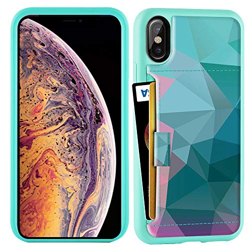 ZVE Wallet Case for Apple iPhone Xs and X, 5.8 inch, Wallet Case with Credit Card Holder Slot Slim Leather Pocket Protective Case Cover for Apple iPhone Xs and X 5.8 inch (Aries Series)- Diamond