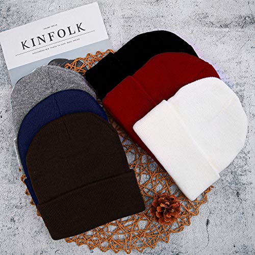 Cooraby 6 Pack Kids Winter Beanies Acrylic Knit Stretchy Beanies Caps for Boys and Girls4