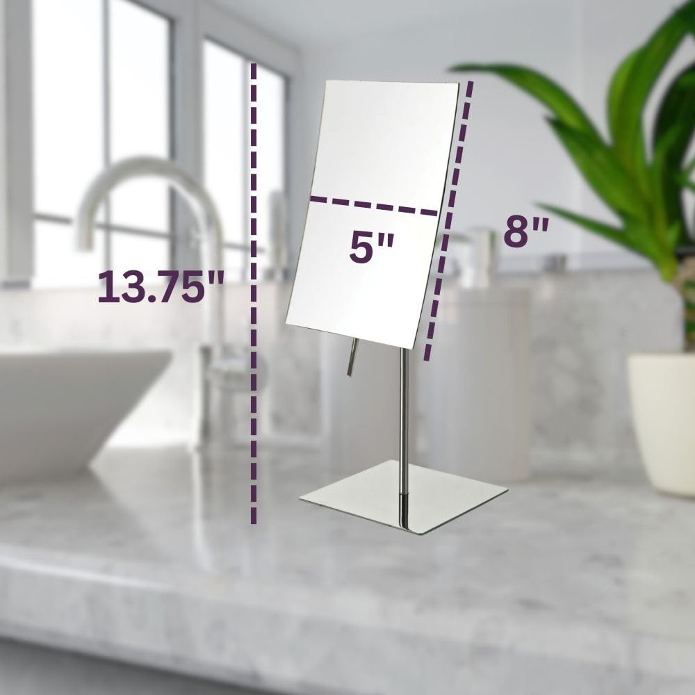 Jerdon JP358C 12 cm na 20 cm prostokątne lusterko kosmetyczne z 3-krotnym powiększeniem, wykończenie ze stali nierdzewnej