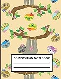 Composition notebook brown: College ruled lined cute sloth notebook with 110 sheets,8.5x11 (large) for teen girls, boys, kids, girls