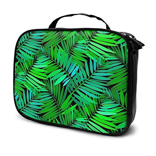 Preisvergleich Produktbild Make-up-Koffer, Kosmetiktasche, tropische Pflanze, Palmenblätter, Aufbewahrungstasche, professionell, tragbar, Make-up-Pinsel, Geschenkbox, groß