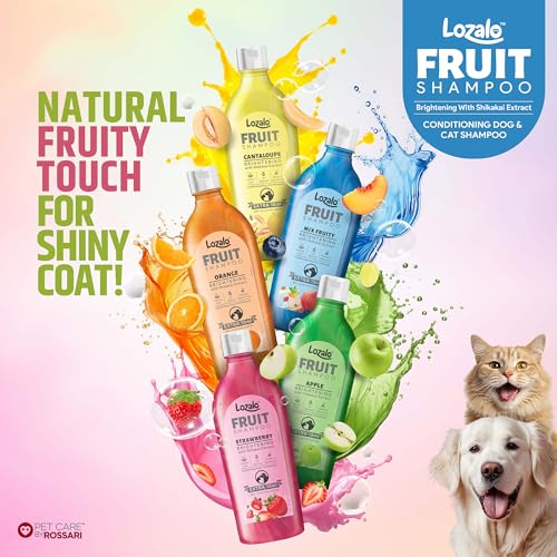 Image of Lozalo Fruit Pet Shampoo 1 Litre, Combo Pack of 2x500 ml, Orange, pH Balanced, Paraben Free Conditioning Shampoo for Dogs & Cats of All Breeds, Brightening with Shikakai Extract
