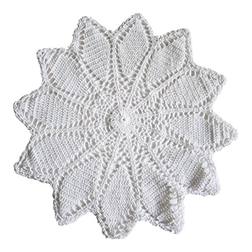 Sinobrite H8139-F1 White Lace Round Doily, 16 in.