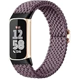 Maledan Charm Band Compatible with Fitbit Charge 6/Charge 5 Band Women Men, Stretchy Nylon Woven Bracelet Solo...