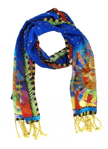 Laurel Burch LBS-130 Authentic Silk Art Scarf, Harmony Under The Sun