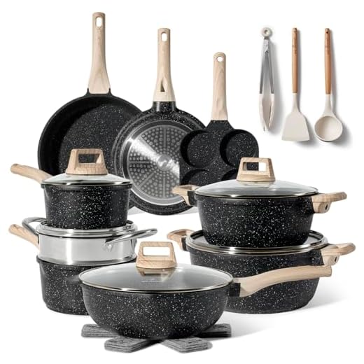 JUST PERFECTO Batteria Pentole e Padelle a Induzione, Set Padelle Antiaderenti Per tutti i piani cottura Batteria di pentole antiaderente 28cm con Coperchi, pentole senza pfoa e ptfe (21 Pcs Black)