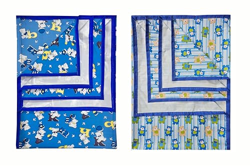 Image of EcoSoft Plastic Sheet,PVC Sheet for Kids,Rubber Sheet for Babies,Bed Wetting Protector(90 x 135 cm) (Blue Alphabet & Blue Tedy)