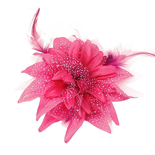 Auranso Flax Hair Clip Feather Barrette Hairpin Party Fascinator Headband Cocktail Hat for Women Girls