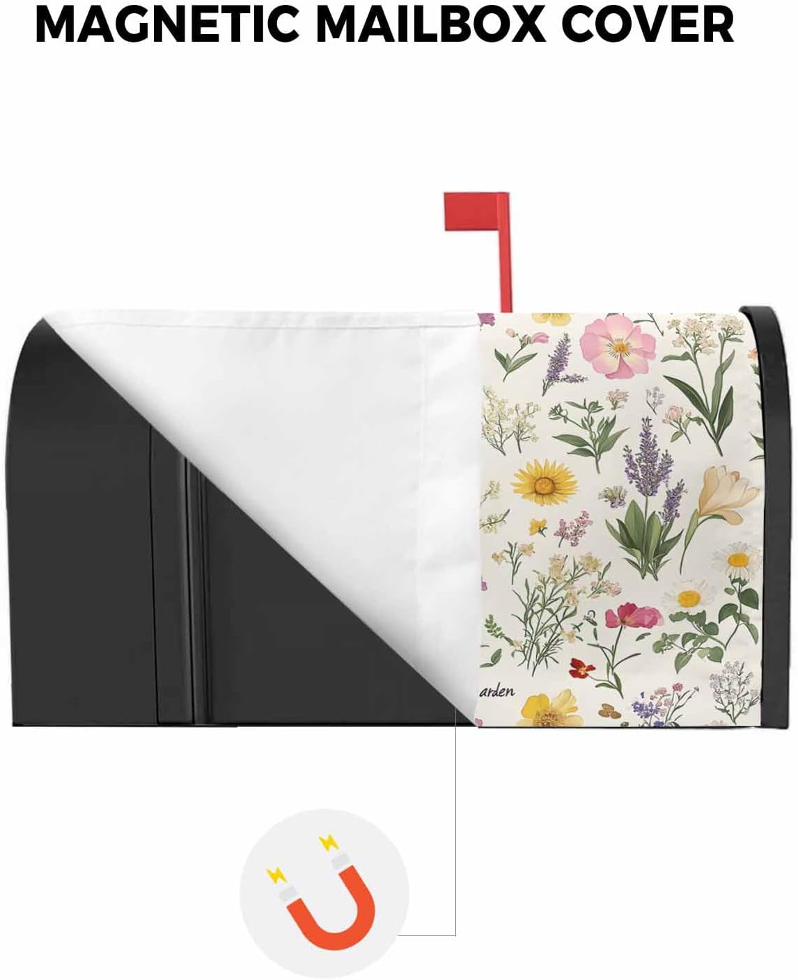 Spring Botanical Mailbox Covers Magnetic Standard Size, Colorful Cottagecore Blooms Flower Decorative Post Letter Numbers Box Wrap Decoration Covers Small Accessories for Garden Yard Outdoor Décor